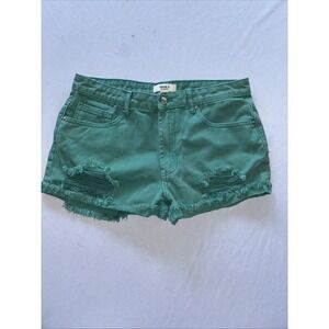 Women's Green Forever 21 Cut Off Shorts Size 28 Medium Distressed